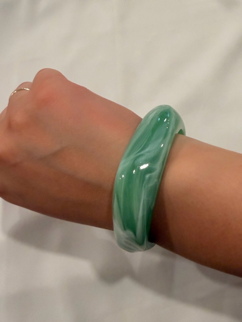 Mint Swirl Resin Sculpted Bangle Bracelet - Picture 7 of 8